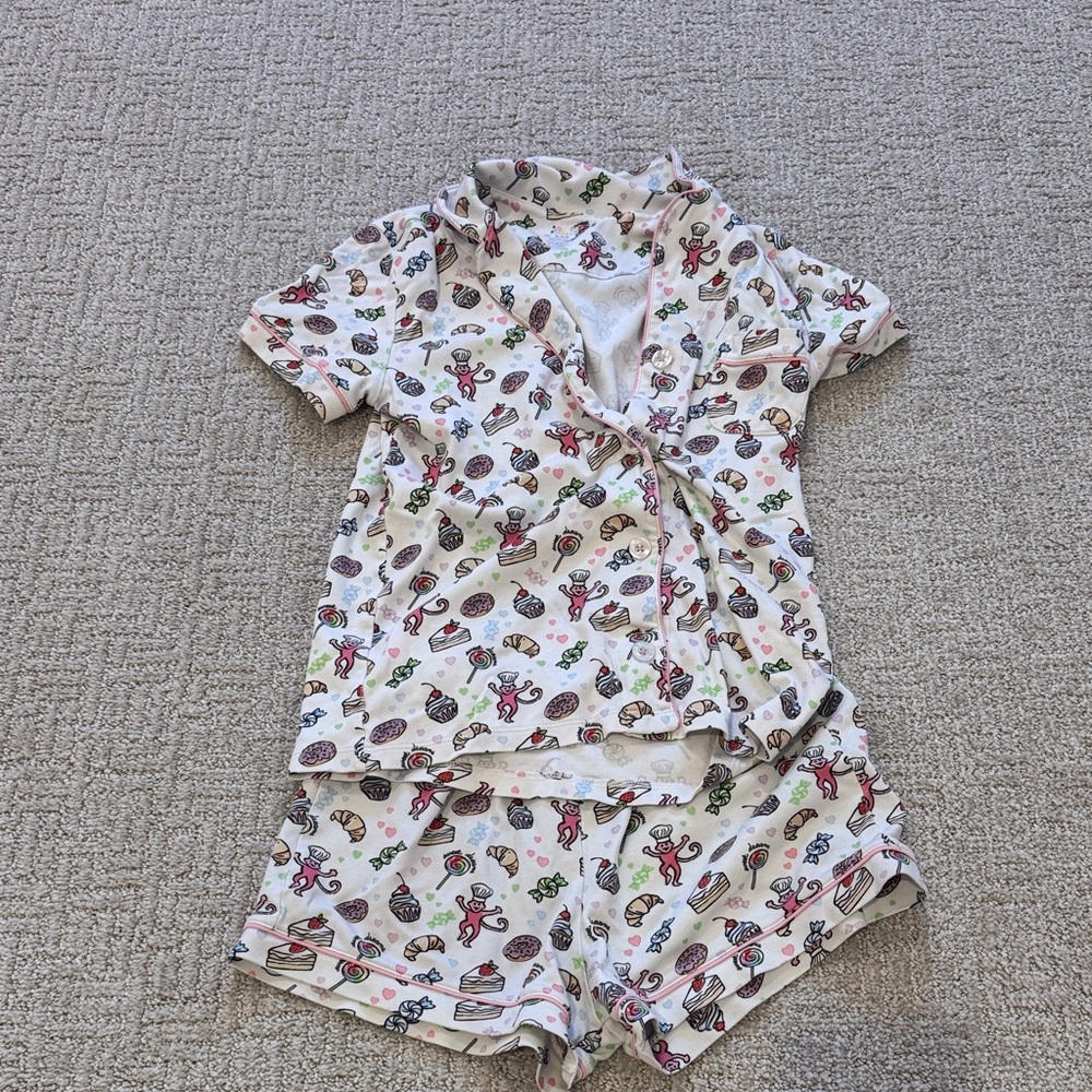 Roller Rabbit Kids Pajama Set - White with Multicolor Print